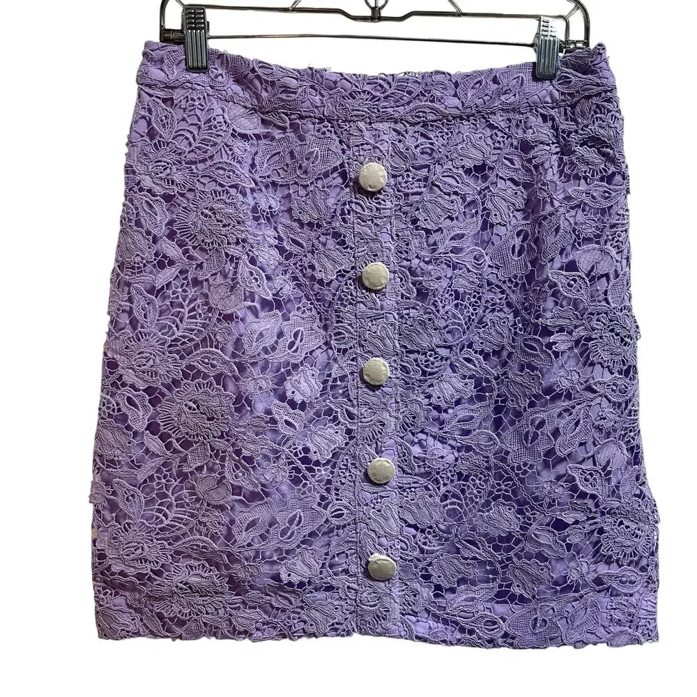 Boston Proper Womens Lace Purple Mini Skirt Sz 8